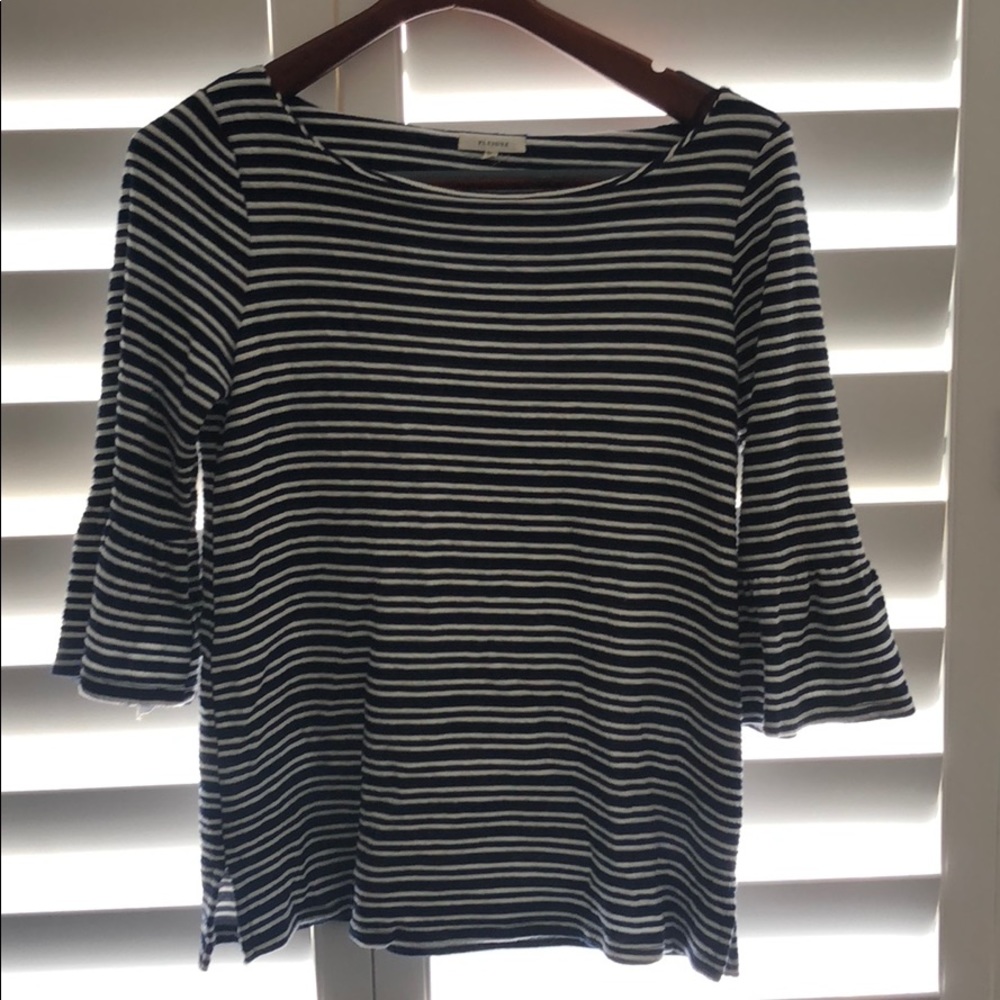 Navy and white striped pleione top, small